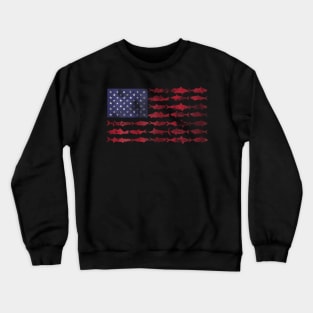 Vintage Usa Fish American Flag Fishing Gifts Crewneck Sweatshirt